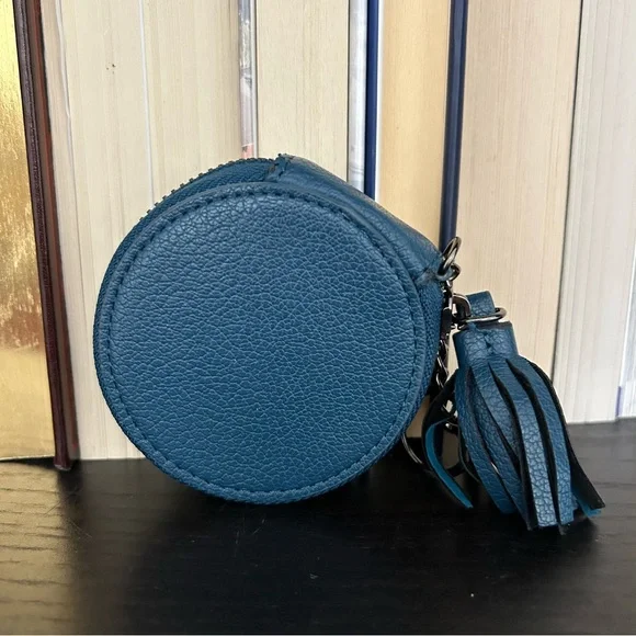 Blue and Beige Patterned Coin Purse/Bag Charm - Picture 3 of 9